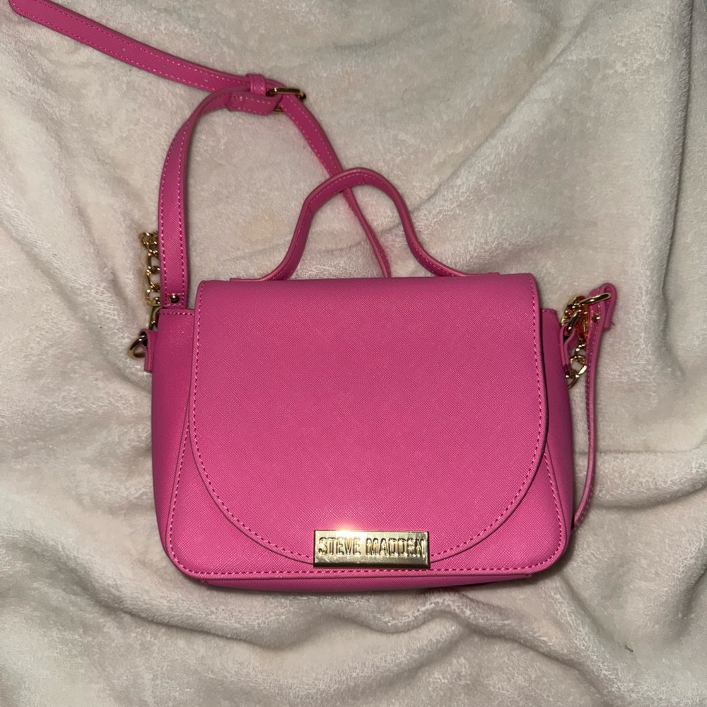 Steve Madden Vibrant Pink Crossbody Bag with Gold Accents